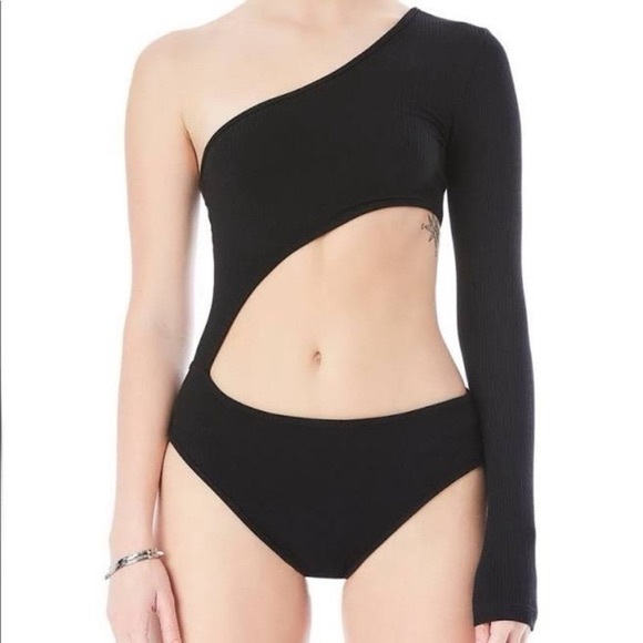 LF EMMA AND SAM BLACK ONE SHOULDER STUDS BODYSUIT NEW WITH TAGS - Picture 5 of 5